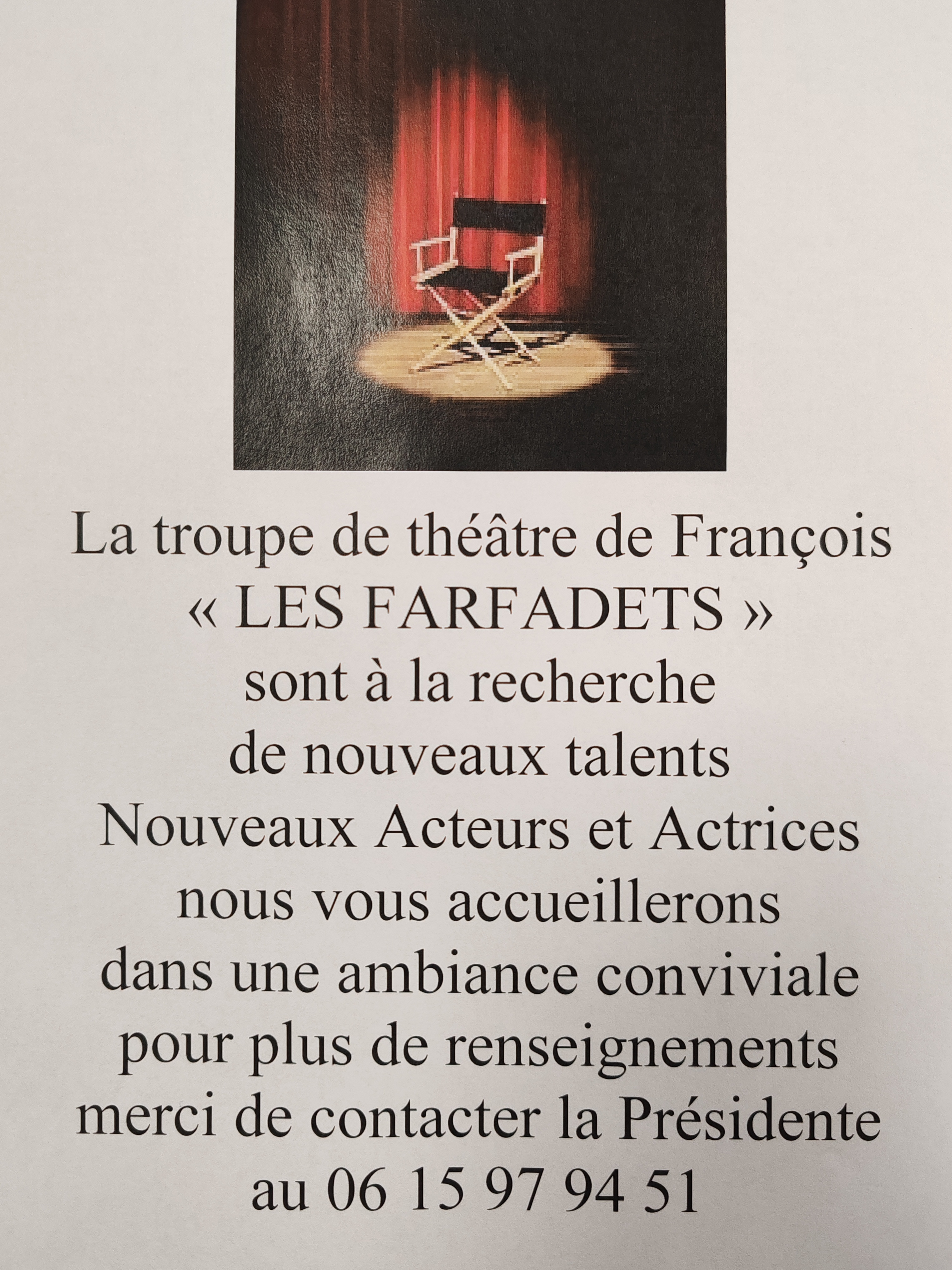 LES FARFADETS RECHERCHENT ACTEURS ET ACTRICES